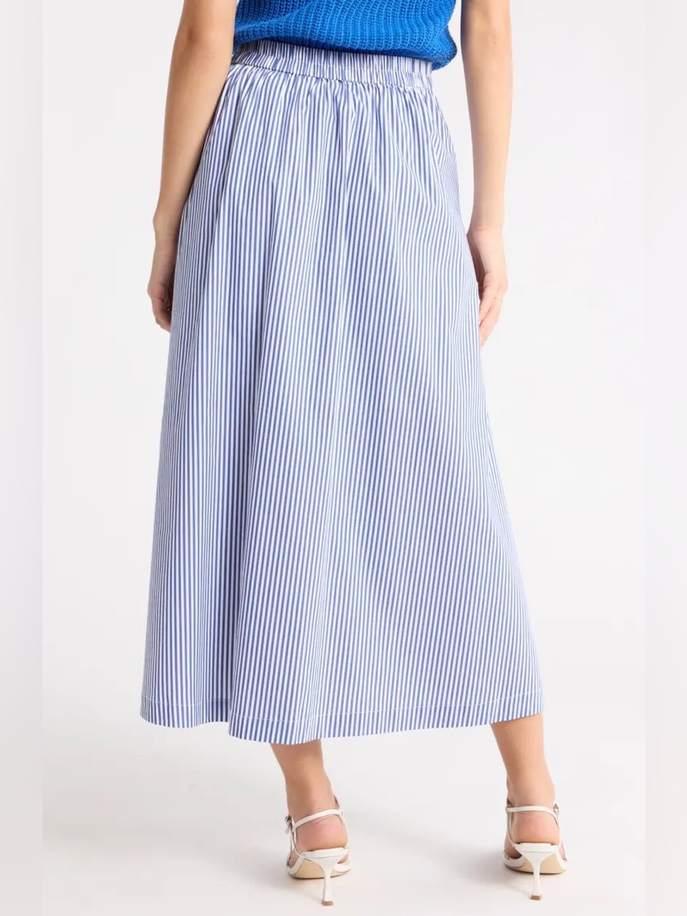 1901 NWOT Blue White Striped Skirt Sz Large - Picture 3 of 8